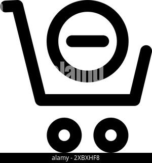 A sleek shopping cart icon perfect for e-commerce platforms, online stores, and retail applications. Shopping Cart Icon with reduce icon Stock Vector