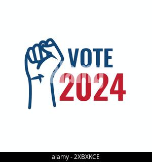 Voting 2024 Icon - Vote, Government, and Patriotic Symbolism and Colors Stock Vector