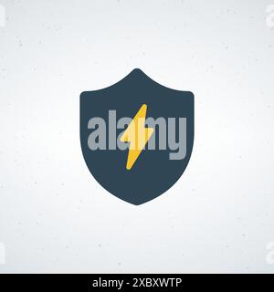 Creative electric shield with lightning icon. Modern vector symbol of electric power protection Stock Vector
