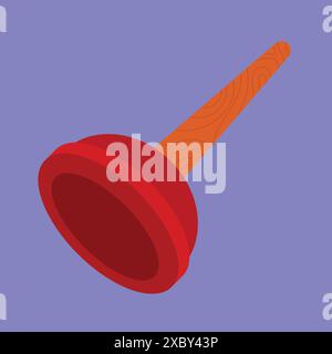Plunger Vector Icon Illustration Construction clean Plunger icon. cartoon plunger vector Stock Vector