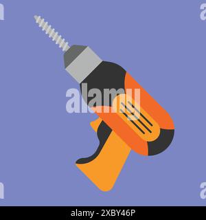 Electric drill Machine vector Illustration. Drill machine icon with Bit vector. drill Machine icon Stock Vector