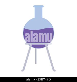 Chemistry lab round glass vector. Lab Round glass with stand vector icon. Lab apparatus Stock Vector