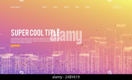 Landing page abstract design with big data. Template for website or app. Stock Vector