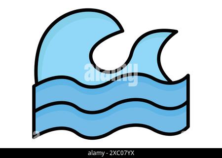 Wave icon. icon related to sea. colored outline icon style. water elements vector illustration Stock Vector