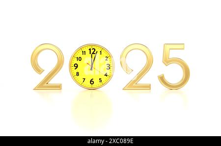 New Year 2025 Creative Design Concept with clock- 3D Rendered Image New Year 2025 Creative Design Concept with clock- 3D Rendered Image Stock Photo