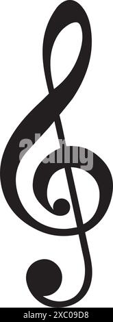 treble clef line icon, music and instrument, note sign vector graphics, a linear pattern on a white background Stock Vector