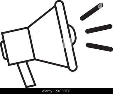 Loudspeaker line icon, megaphone and website button, horn vector graphics, a linear pattern on a white background Stock Vector