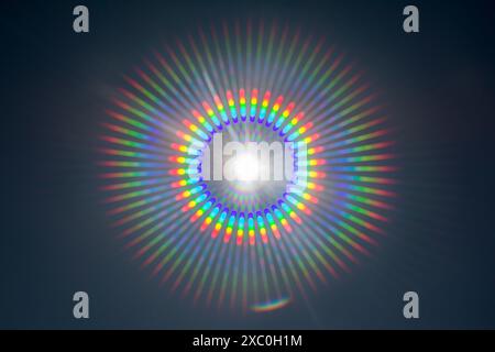 A circle of spectrum rainbows lights Stock Photo