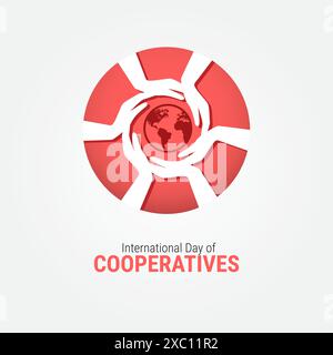 International Cooperative Day Vector Creative unique illustration, environmental energy saving cooperation together for the Sustainable Development Stock Vector
