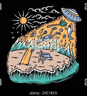 Illustration of skull and surf design Stock Vector Image & Art - Alamy