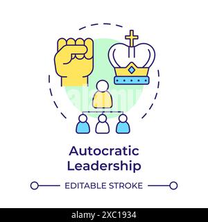 Autocratic leadership multi color concept icon Stock Vector