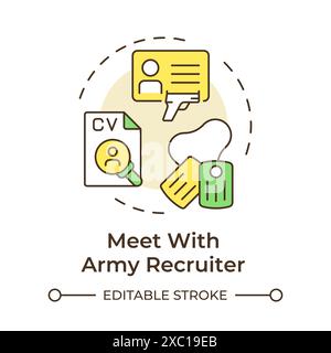 Meet with army recruiter multi color concept icon Stock Vector