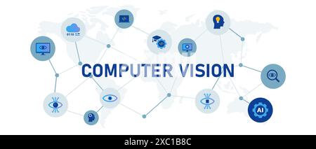computer vision artificial intelligence modern technology electronic digital network Stock Vector