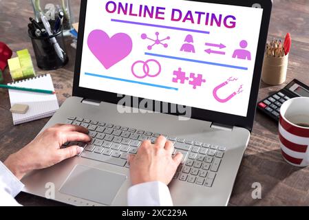 Online dating concept shown on a laptop screen Stock Photo