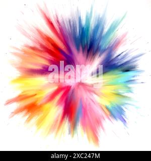 hand painted rainbow coloured exploding design Stock Vector
