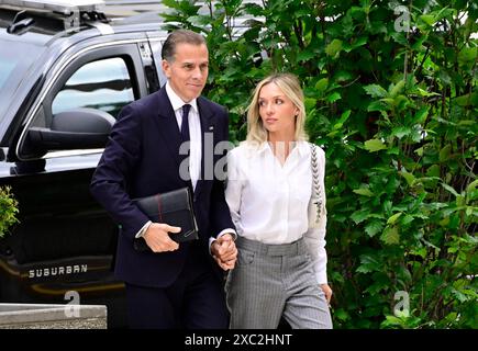 Wilmington, United States. 11th June, 2024. Hunter Biden and Melissa Cohen Biden arrive at the J. Caleb Boggs Federal Building in Wilmington, Delaware for the seventh day of his trial on allegedly illegally possessing a handgun and lying about his drug use when he purchased the weapon in 2018, on Tuesday, June 11, 2024. Photo by Ron Sachs/CNP/ABACAPRESS.COM Credit: Abaca Press/Alamy Live News Stock Photo