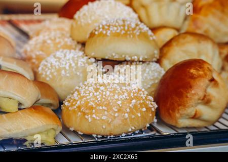 Fresh French pastries in a Parisian bakery Stock Photo