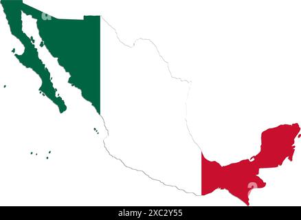 Mexico map flag vector illustration Stock Vector