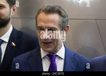 June 7, 2024, Saint Petersburg, Russia: Vladimir Mashkov, Soviet and Russian theater and film actor, theater director, film director, screenwriter, film producer, public figure at the St. Petersburg International Economic Forum 2024 (Credit Image: © Maksim Konstantinov/SOPA Images via ZUMA Press Wire) EDITORIAL USAGE ONLY! Not for Commercial USAGE! Stock Photo