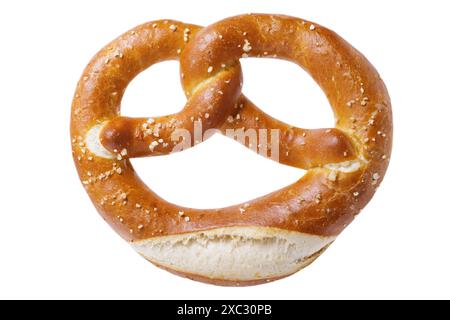 Bavarian pretzel isolated on white background, top view Stock Photo