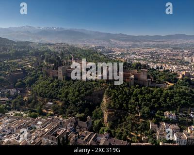 Aerial view of the beautiful Alhambra in Granada, Andalusia, Spain. Stock Photo