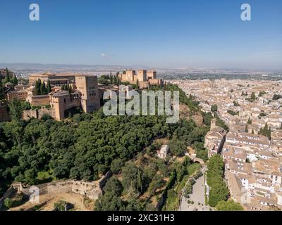 Aerial view of the beautiful Alhambra in Granada, Andalusia, Spain. Stock Photo