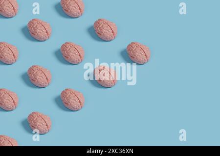 Human brain isometric pattern with copy space. 3d illustration. Stock Photo