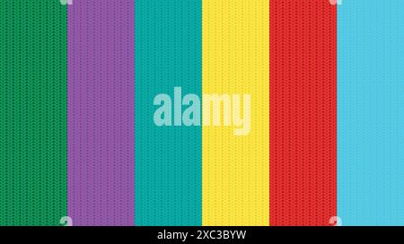 Knitting seamless colorful pattern. Flat vector collection isolated background Stock Vector