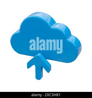 3D Cloud management icon with multimedia file upload isolated on white background. Data transfer notification icon concept. 3d illustration Stock Photo