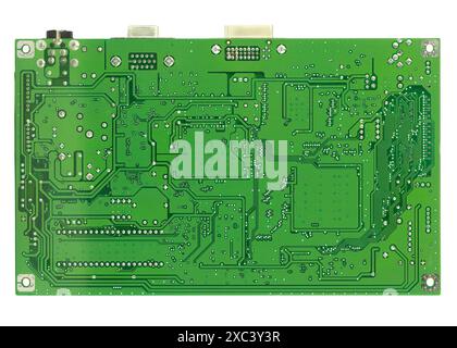 Green Printed Circuit Board Close-Up Stock Photo