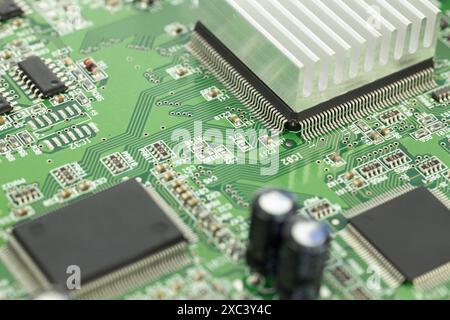 Electronic Circuit Board with Components Stock Photo