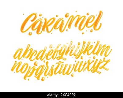 English alphabet set made of caramel, liquid and glossy. Typography vector illustration. Stock Vector