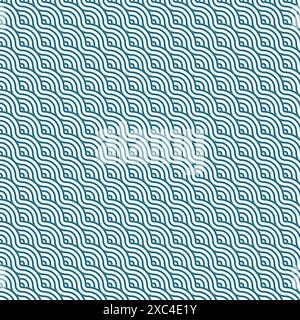 Seamless wave pattern. Blue pattern, diagonal vector illustration. Stock Vector