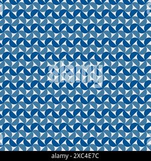 Pattern with in shades of blue semicircles and grid in the style of the 60s. Stock Vector