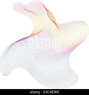 Dynamic amorphous shape, abstract fluid form with gradient, liquid shape made of lines with blend effect. Vector modern design element. Stock Vector