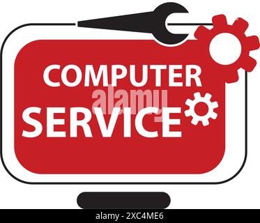 Computers Repair Logo Template. Wrench and Screwdriver Vector Design. Servicing Illustration Stock Vector