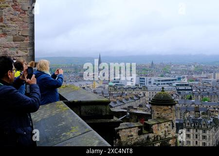 The view of Edinburgh New Town from Edinburgh Castle in a cloudy day.Edinburgh.Scotland.United Kingdom Stock Photo