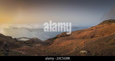 Mirador de Nahum at sunset, Lanzarote Stock Photo