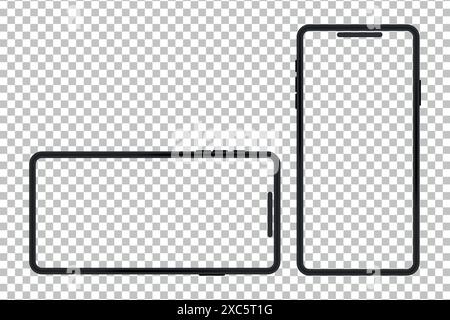 Smartphone frame mockup on transparent background. Vector illustration Stock Vector
