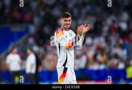 Kai Havertz Germany gestikuliert und lacht, UEFA EURO 2024 - Group A, Germany vs Scotland, Fussball Arena München am 14. June 2024 in München, Deutschland. Foto von Silas Schueller/DeFodi Images Kai Havertz Germany gestures and laughs, UEFA EURO 2024 - Group A, Germany vs Scotland, Munich Football Arena on June 14, 2024 in Munich, Germany. Photo by Silas Schueller/DeFodi Images Defodi-738 738 GERSCO 20240614 320 *** Kai Havertz Germany gestures and laughs, UEFA EURO 2024 Group A, Germany vs Scotland, Munich Football Arena on June 14, 2024 in Munich, Germany Photo by Silas Schueller DeFodi Imag Stock Photo