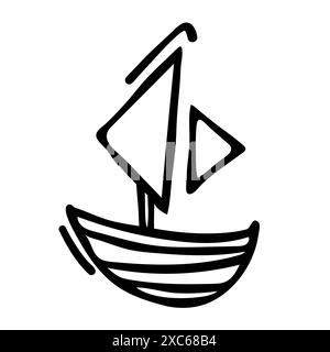 doodle ship in children's style. Doodle vector icon Stock Vector