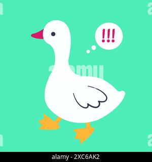 The indignant goose runs. Side view. Vector illustration in flat style. Stock Vector