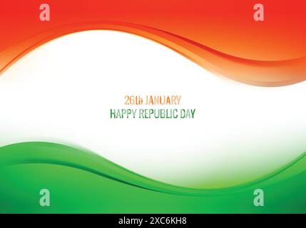 Beautiful tricolor indian flag wave theme card design Stock Vector