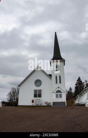 St. Peter’s United Church in downtown St. Peter’s, Nova Scotia, Canada Stock Photo