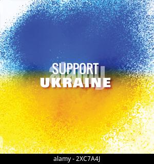 Support ukraine text flag theme with splash background Stock Vector