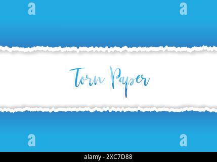 Blue ripped torn paper background Stock Vector