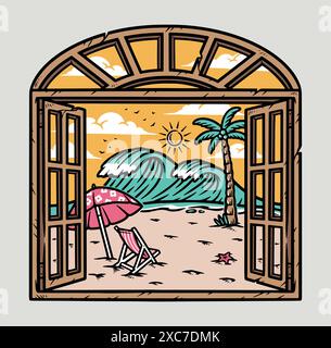 Beach view from the window Stock Vector