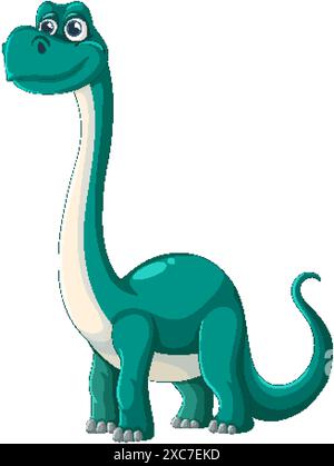 Cute green dinosaur with a long neck Stock Vector Image & Art - Alamy