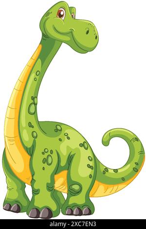 Smiling green dinosaur with long neck Stock Vector Image & Art - Alamy