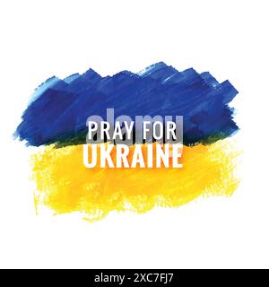 Modern flag theme pray for ukraine with brush stroke design Stock Vector